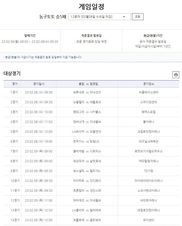 스포츠 토토 경기 및 일정 결과(图1)